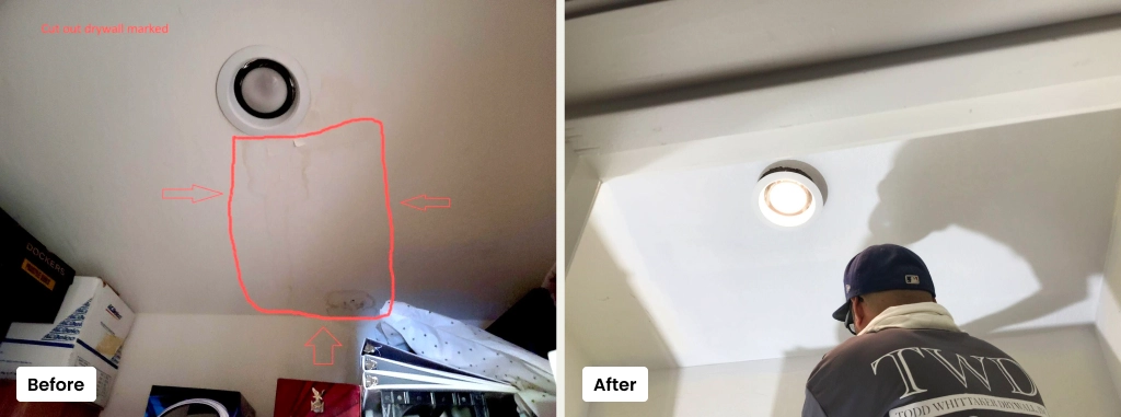 Drywall Water Damage TWD Before-After Drywall Water Damage TWD Before-After