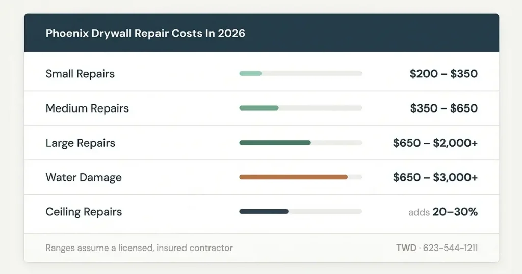 How Much Does Drywall Repair Cost in Phoenix? 2026 Pricing Guide